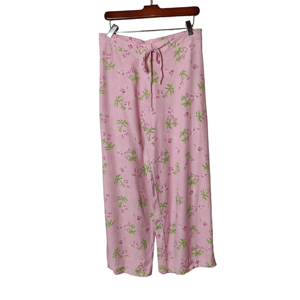 Vintage Bamboo Traders Womens Sz 10 Pink Tropical Loose Fit Cropped Pants
